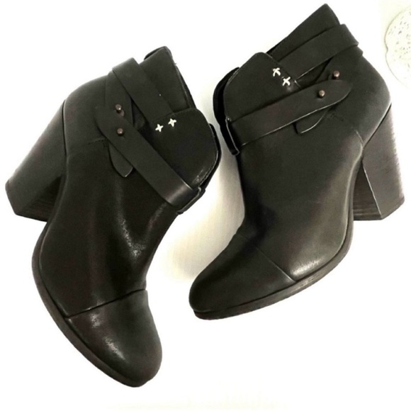 rag & bone Shoes - rag & bone Women's Black Leather Ankle Boots - Stylish Heeled Booties Size 38